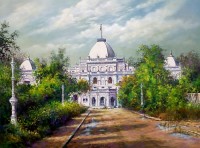 Hanif Shahzad, Sadiq Garh Palace – Bahawalpur, 27 x 36 Inch, Oil on Canvas, Landscape Painting, AC-HNS-111